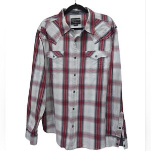 Cody James Plaid Long Sleeve Pearl Snap Shirt, XL